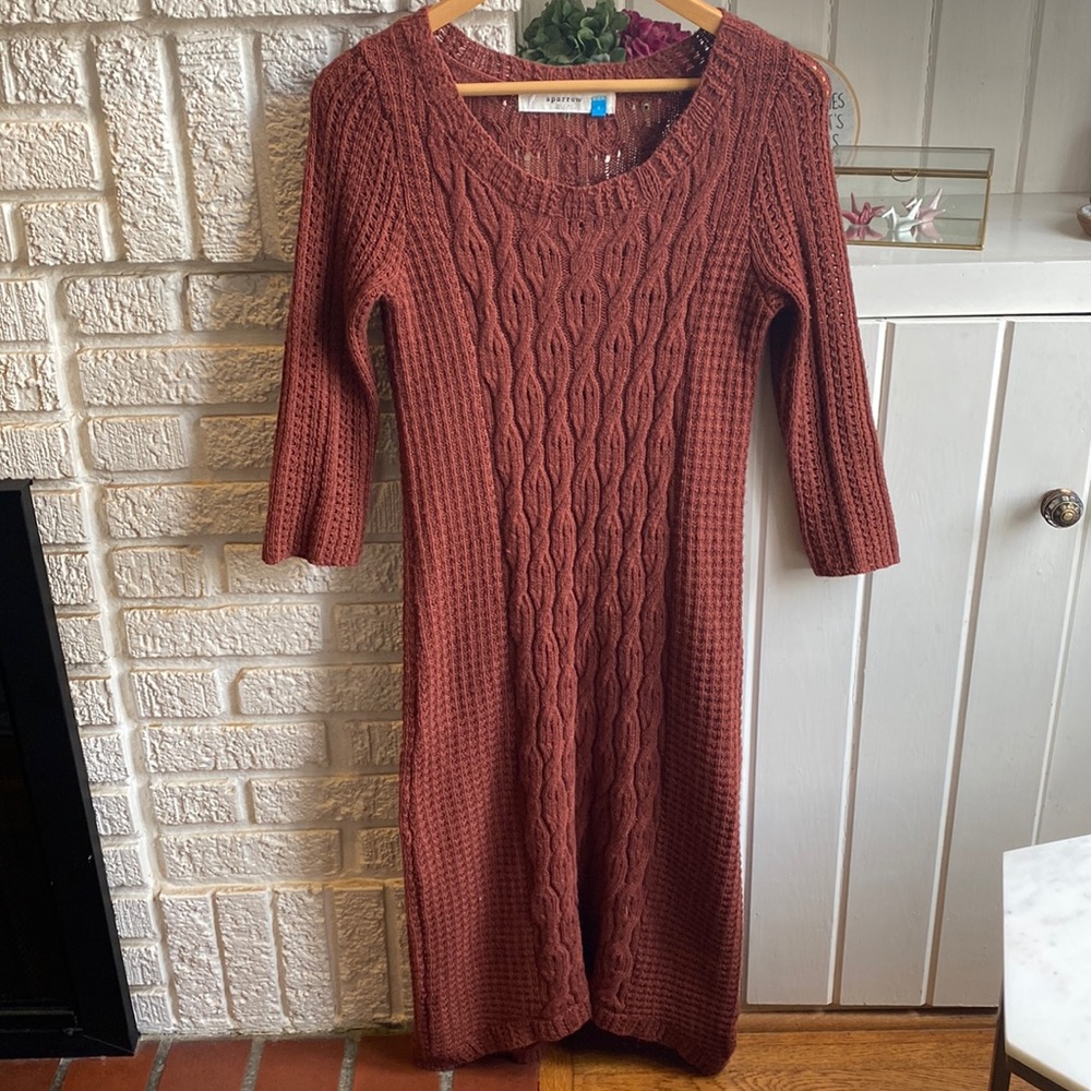 Orange Anthropologie sweater dress